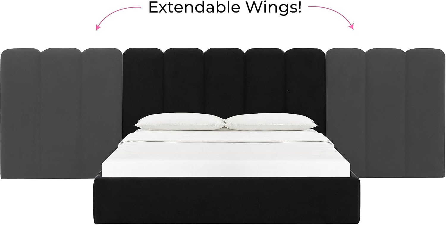 Tov Furniture Palani Black Velvet Wings - Queen or King (Set of 2)