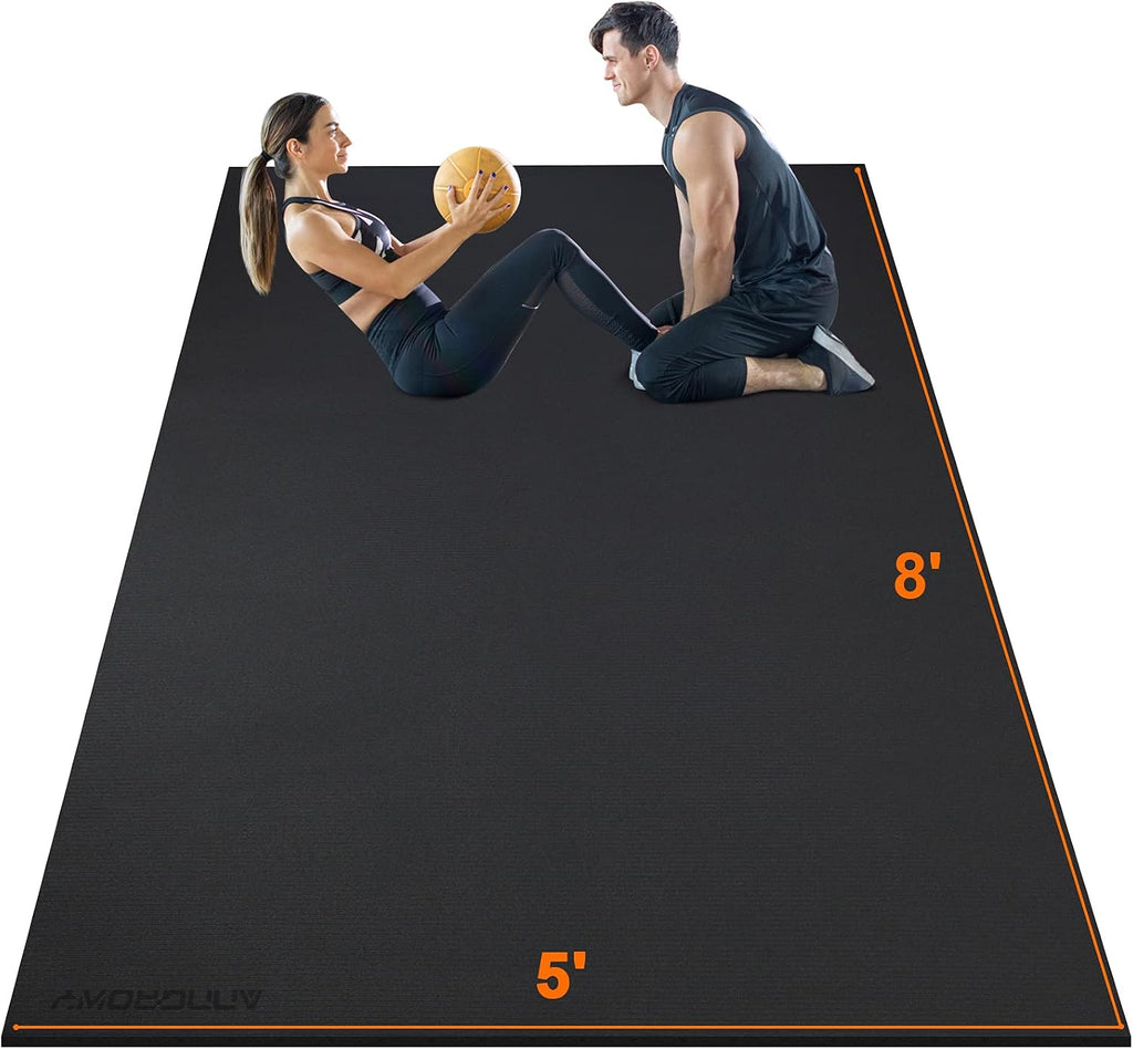 Large Exercise Mat 8'x5'|12'x6'|6'x4'|6'x2' Workout Mat for Home Gym Mats Exercise Heavy Duty Gym Flooring Fitness Mat Large Yoga Mat Cardio Mat for Weightlifting, Jump Rope, MMA, Shoe-Friendly