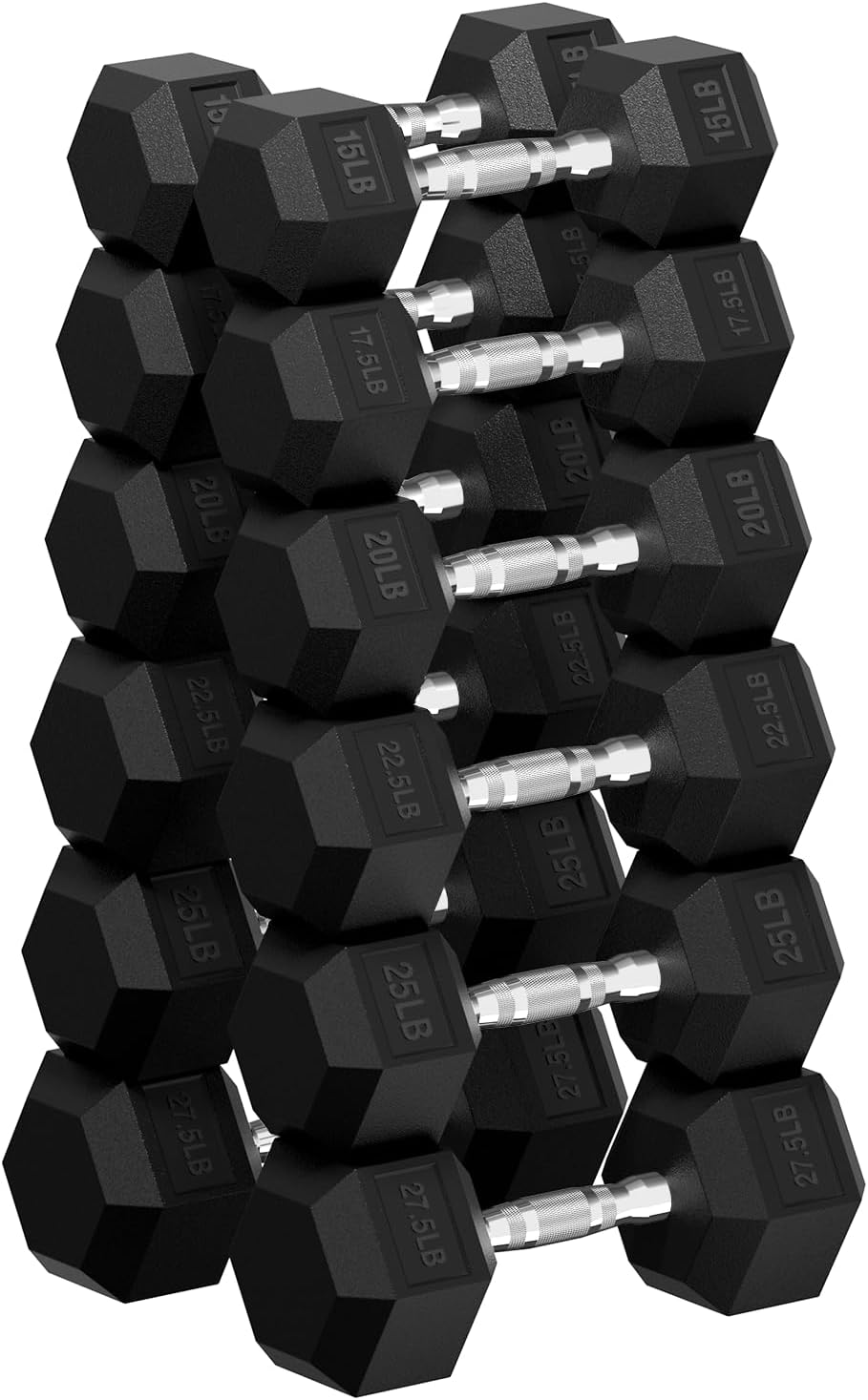 HANDBODE Hex Dumbbell 45-640 lb Set, Rubber Encased Exercise & Fitness Dumbbells for Home Gym, Hand Weights for Strength Training