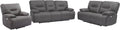 Pemberly Row Haze Power Reclining Sofa Set, Upholstered High-Performance Fabric, Wall-Hugger Design, USB Charger, Wide Armrests, Includes Sofa, Loveseat, Recliner, Living Room Furniture, 1080 lbs