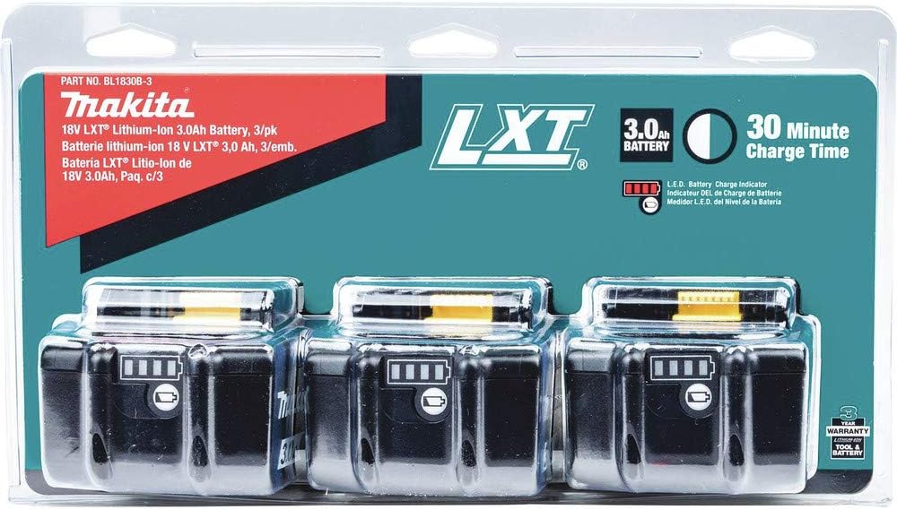 Makita BL1830B-3 18V LXT® Lithium-Ion 3.0Ah Battery, 3/pk