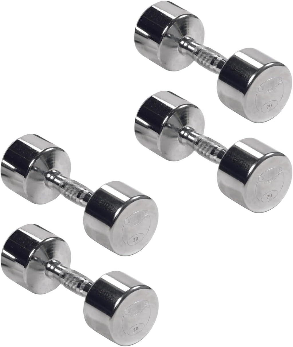Professional Chrome Dumbbell with Ergo Grip, Heavy-Duty Solid Steel Knurled Handles Hand Weights for Exercise Muscle Toning Home Gym Workout and Training - 2.5 LB - 50 LB Pack of 1, 2 & 4