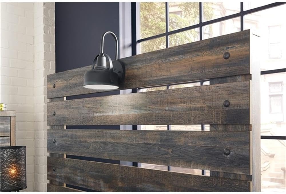 BOWERY HILL Rustic-Industrial Full Headboard & 6-Drawer Dresser Set