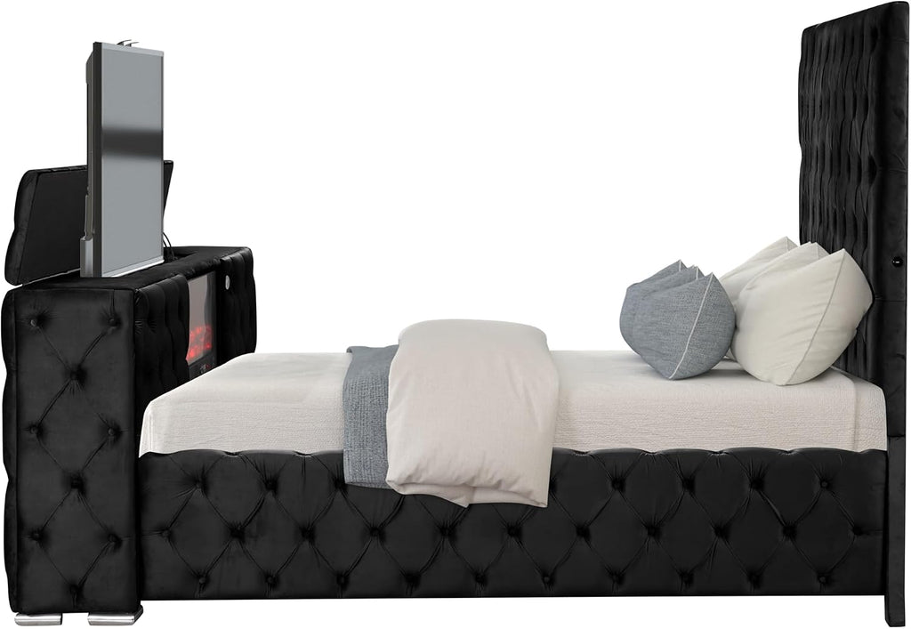 Tufted and Upholstered King 4PC Bedroom Set Made with Wood in Black
