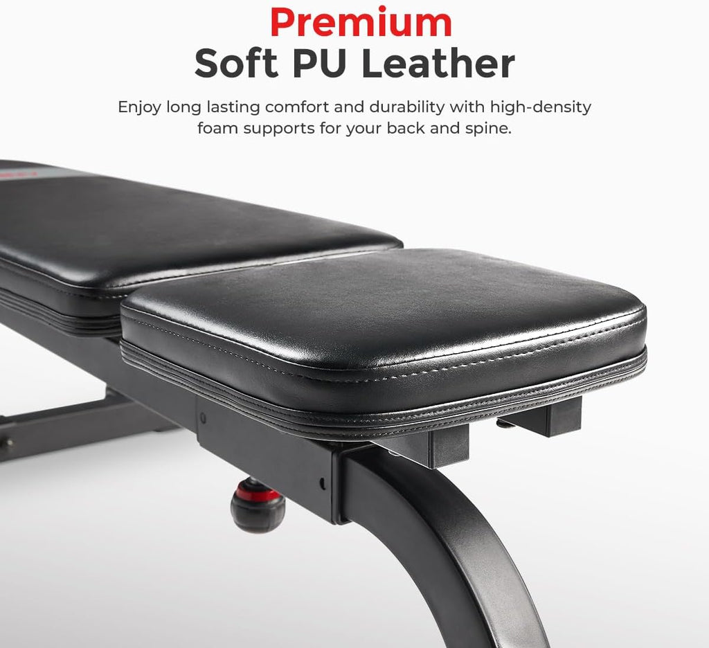 Sunny Health & Fitness Adjustable Weight Bench for Home Gym Strength Training, Incline/Decline, Multi-Position, High Weight Capacity