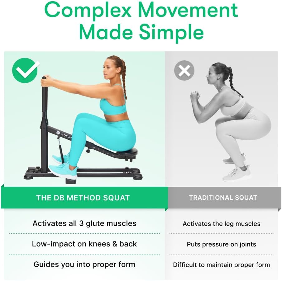 The DB Method Squat Machine, Workout Equipment for Home Gym, Exercise Leg and Glutes, Low Impact Lower Body Fitness Workouts, Training for Total-Body, Easy Setup, Foldable for Storage