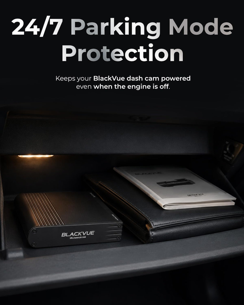 Blackvue Dash Cam Battery Pack B-130A, Fast Charging 12V/24V Battery for Dashcam Parking Mode, USB Power, Smart App & Cloud Monitoring