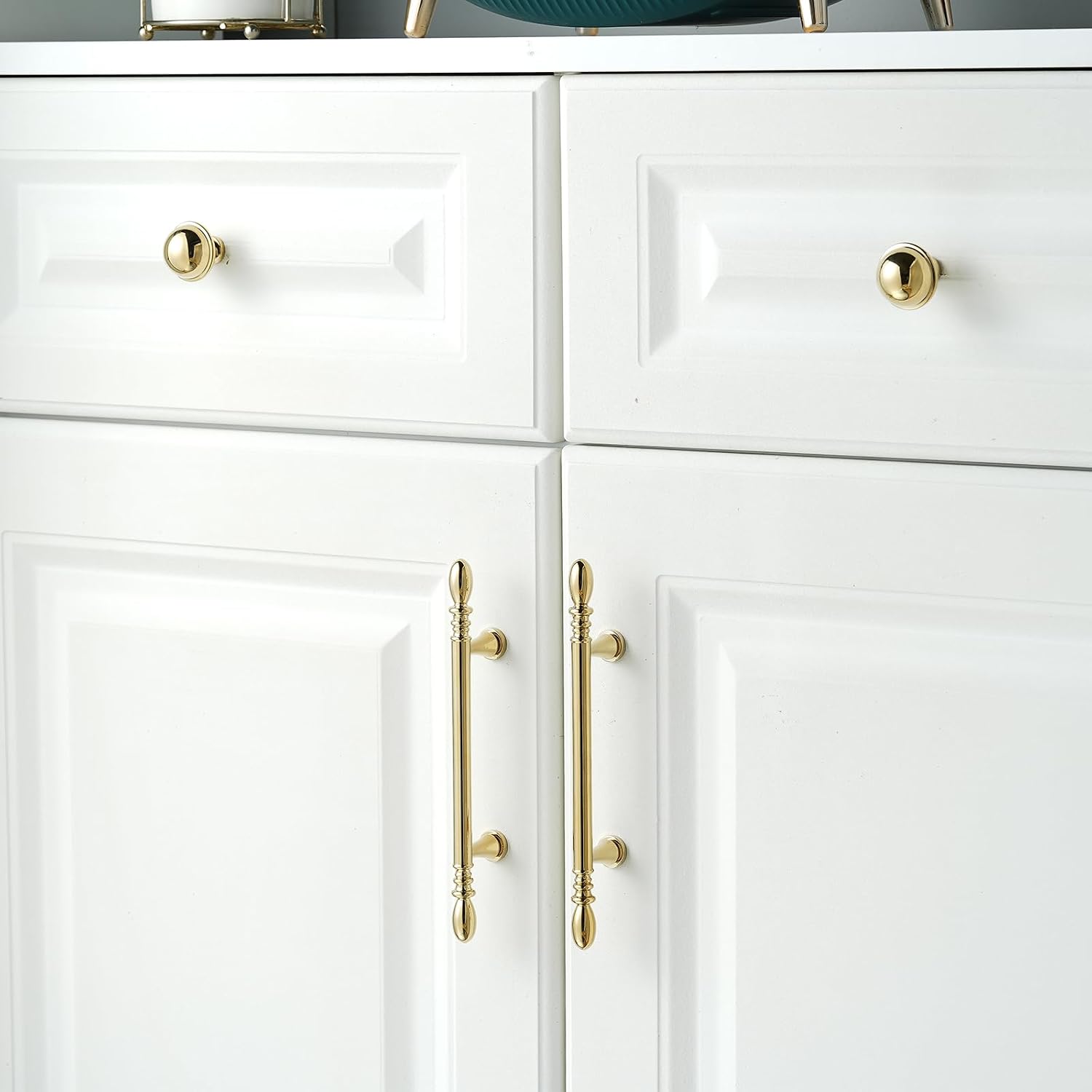 10 Pack Solid Brass Cabinet Pulls 3.78' Hole Center Drawer Pulls Gold Cabinet Handles for Cupboard Dresser Wardrobe Furniture and Bathroom Fixture