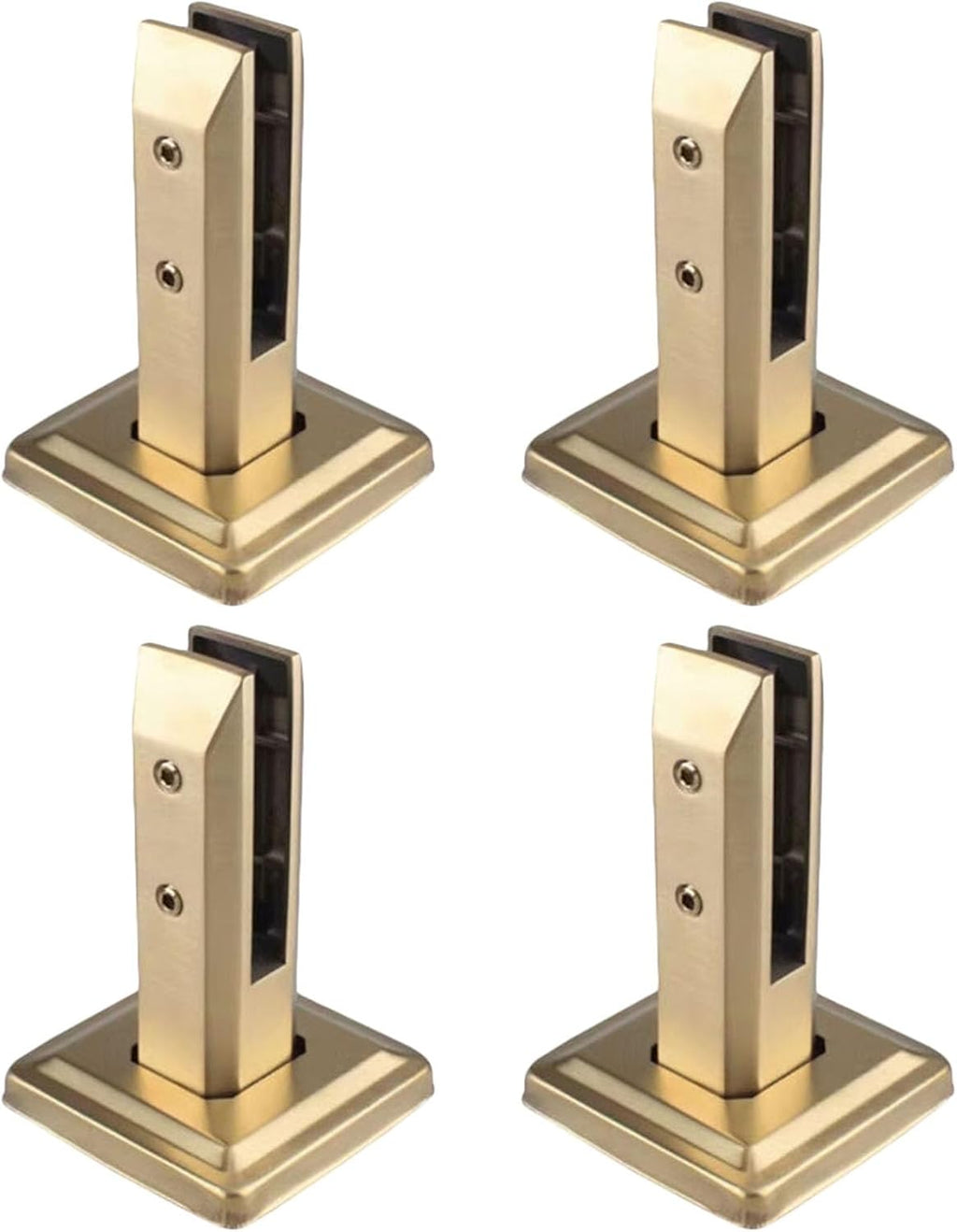 Glass Clamp Brackets Black, Floor Mount Pool Fence Panels Standoff/ Clips Stainless Steel Glass Connector 2 4 6 8 10 Pack Systems Kit, Deck Garden Balcony Modern Frameless Spigot(Gold H 16cm/6.3in,4 p