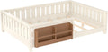 Bellemave Full Size Floor Bed with Slats and Safety Guardrail, Beige