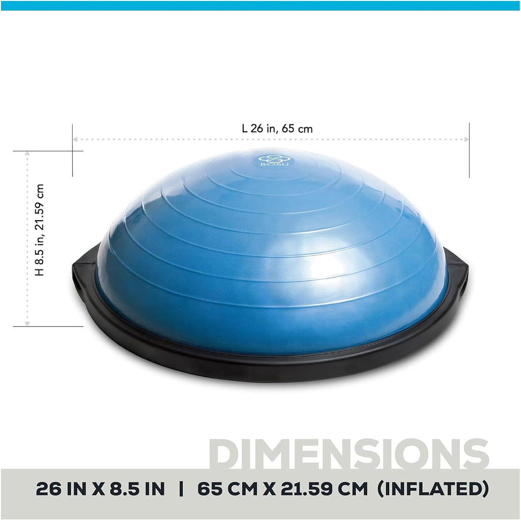 BOSU Pro Balance Trainer, Half-Ball Training Equipment, 300 lb Capacity, Stability Exercise Tool with Resistance Bands Non-Slip Base, Blue