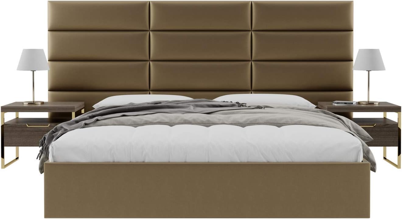 Vänt Upholstered Wall Mounted Headboard Panels -Fredrick Layout - 117' X 46'-Configuration of 12 Individual Panels - Recommended for King-Cal King - Metallic/Gold