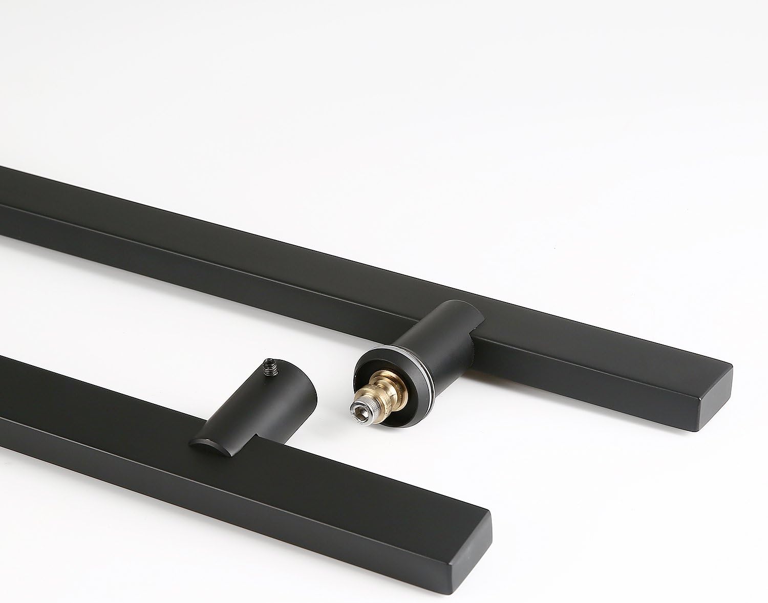 TOGU TG-6017 71 inches Solid Standoffs Heavy-Duty Commercial Grade-304 Stainless Steel Push Pull Door Handle/Barn Door Pull Handle/Glass Pulls, Matte Black Finish