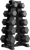 PAPABABE Hex Dumbbell Set with Rack, 85-560lb Rubber Encased Dumbbell Free Weights Dumbbells Set with Storage Rack, Hand Weights Set for Strength Training