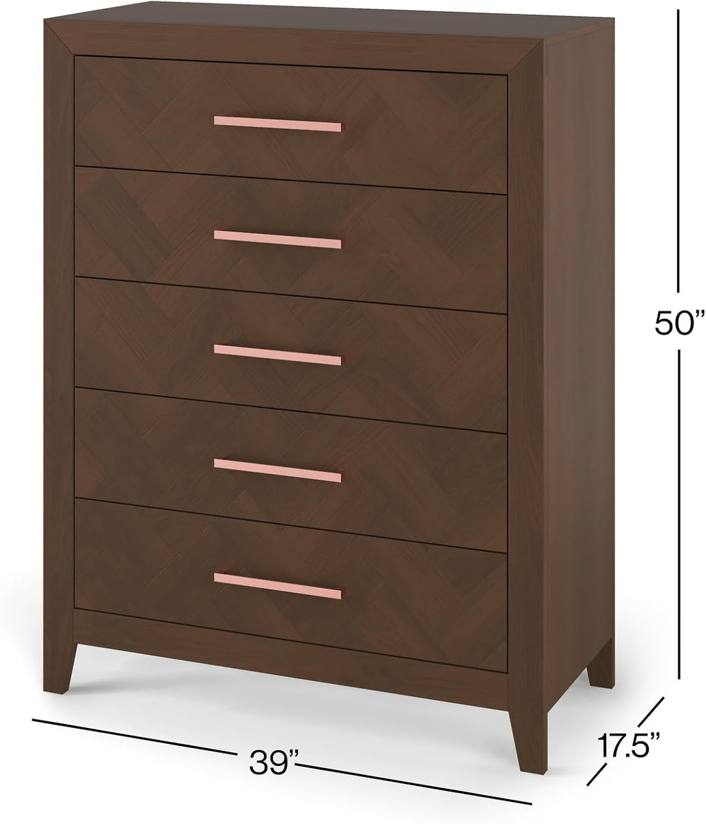 Child Craft Kieran Crib, Double Dresser and Chest Nursery Set, 3-Piece, Includes 4-in-1 Convertible Crib, Dresser and Chest, Grows with Your Baby (Toasted Chestnut)