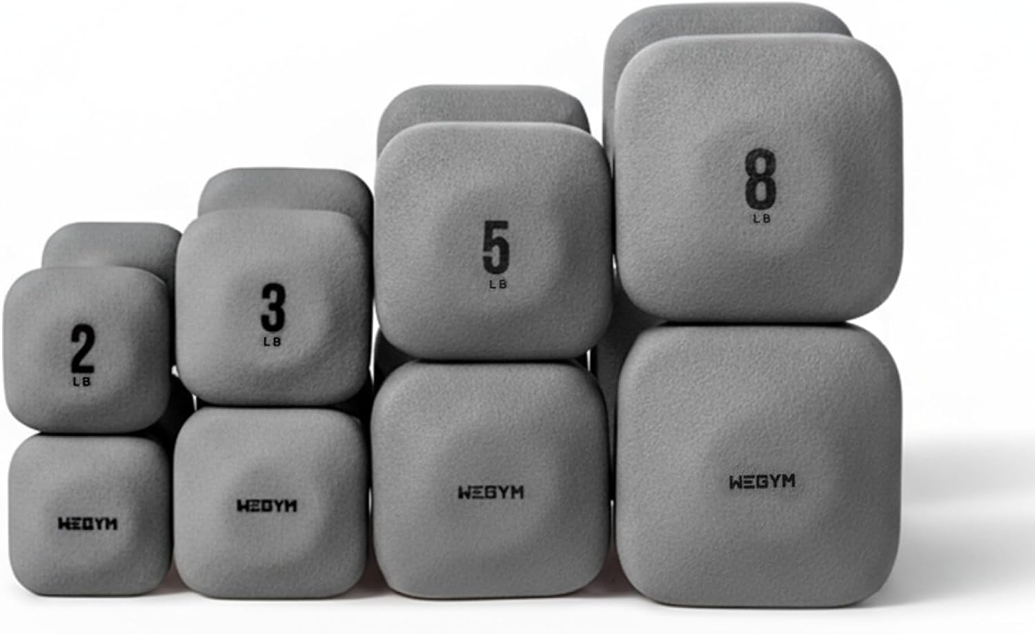 WeGym SafeGrip Square Dumbbells with Anti Slip Handles, Aesthetic Free Weights for Home Workouts, Stable Design Prevents Rolling during Floor Exercises - Set