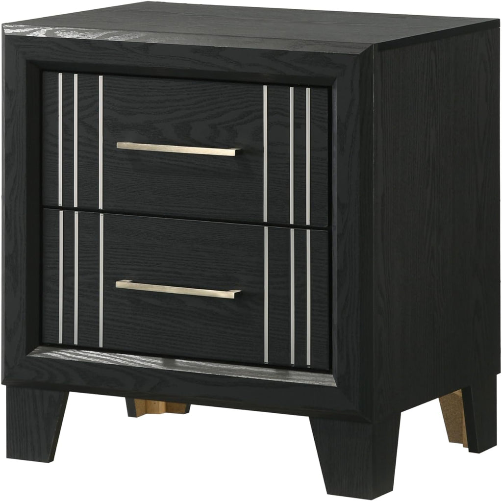 Beautiful Charcoal Finish Full Size Panel Bed Wooden 5pc Master Bedroom Furniture Set