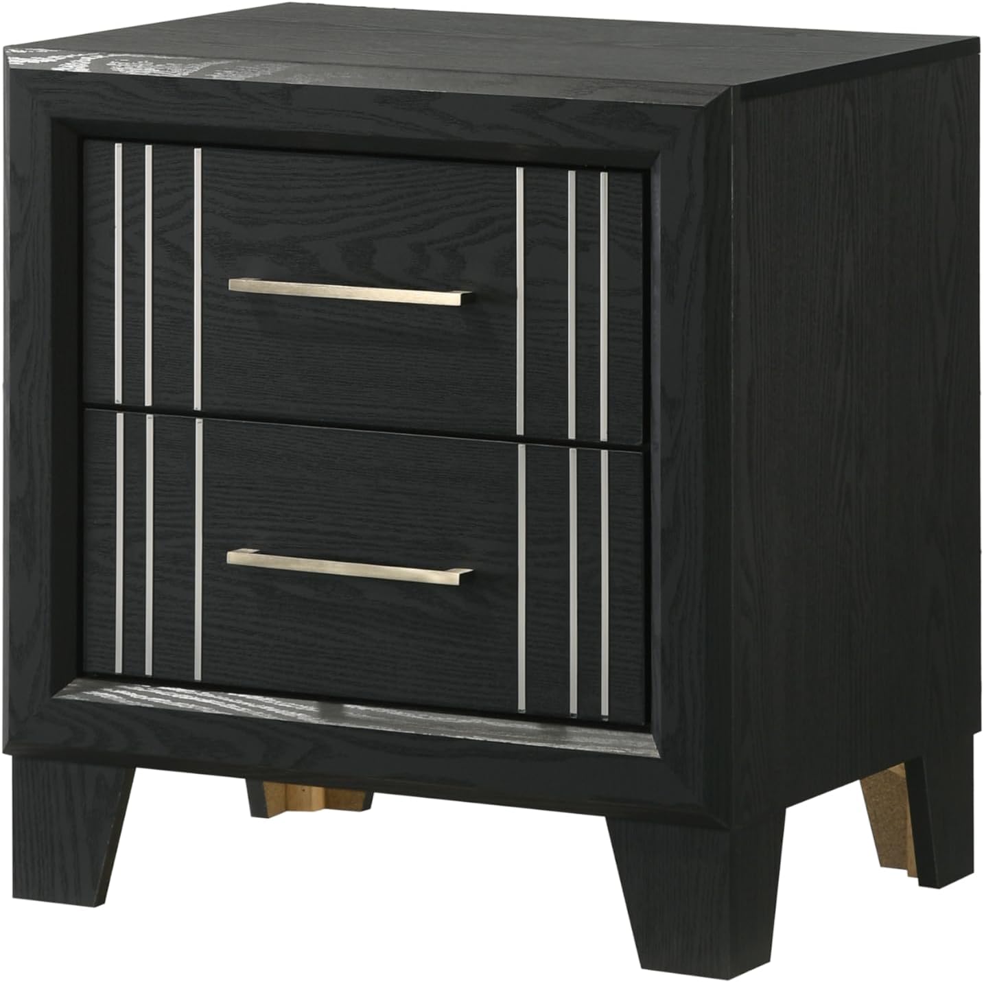 Beautiful Charcoal Finish Full Size Panel Bed Wooden 5pc Master Bedroom Furniture Set