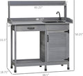 Outdoor Work Bench Table,Potting Bench Table with Sink,with Storage Cabinet,Hooks,Removable Sink,Faucet and Drawer