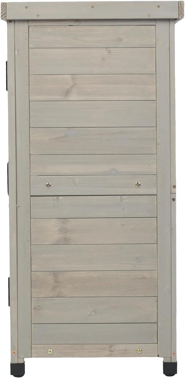 Potting Bench with Storage Cabinet and Metal Table Top - Outdoor Patio Garden Furniture Wood Workstation - Spacious Interior for Organizing Garden Supplies and Outdoor Gear (Grey)