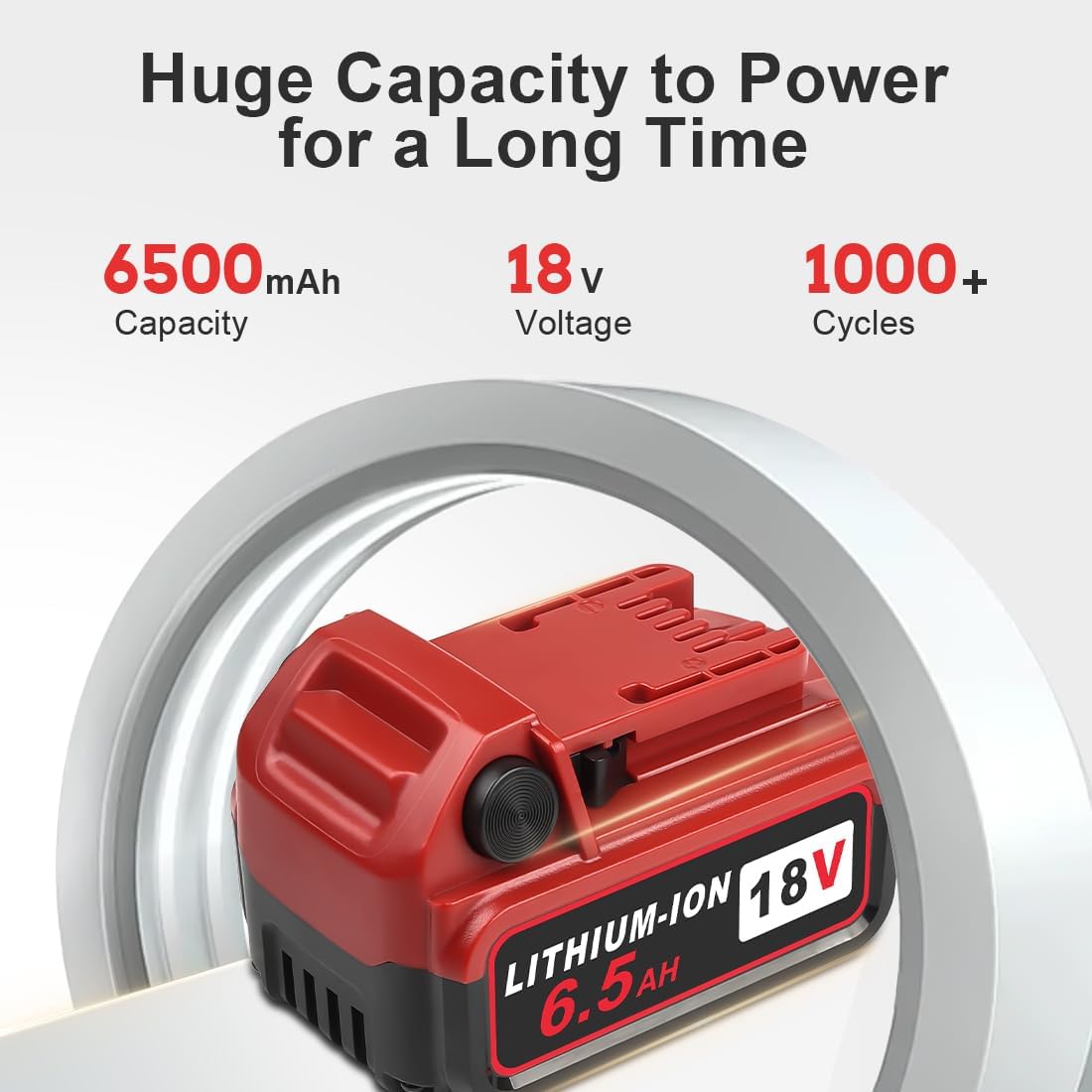 TeenPower Upgraded 6/pk 18V Replacement for Milwaukee M-18 Battery 6500mAh Replacement for Milwaukee 48-11-1820 48-11-1840 48-11-1850 48-11-1828 48-11-1862 48-11-1852 48-59-1812 48-59-1802
