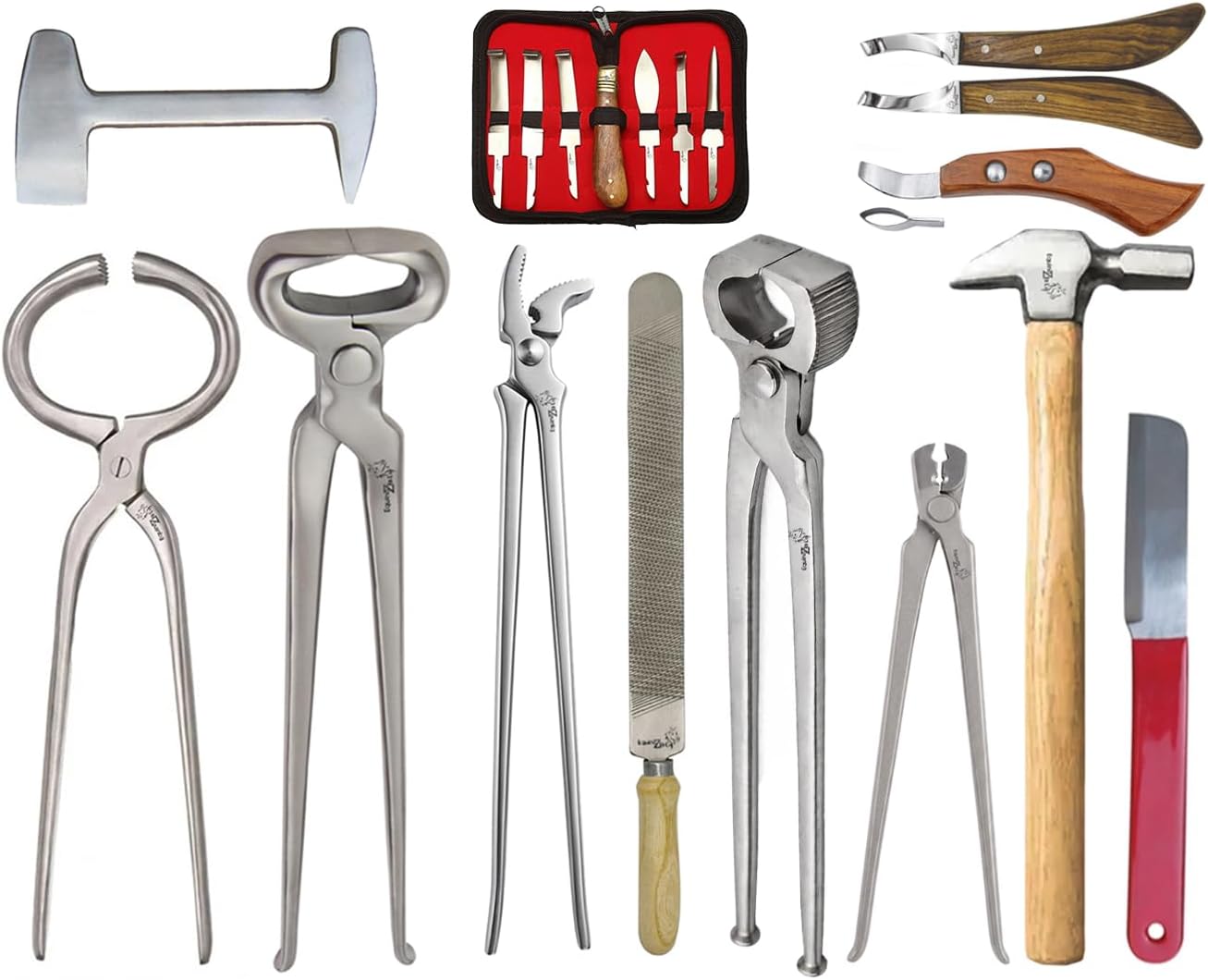 13 PCS Farrier Horse Hoof Kit, Comprehensive Set of Farrier Tools for Hoof Trimming, Horseshoeing, & Professional Equine Hoof Care Perfect for Grooming,Hoof Health, Ideal for Veterinarians