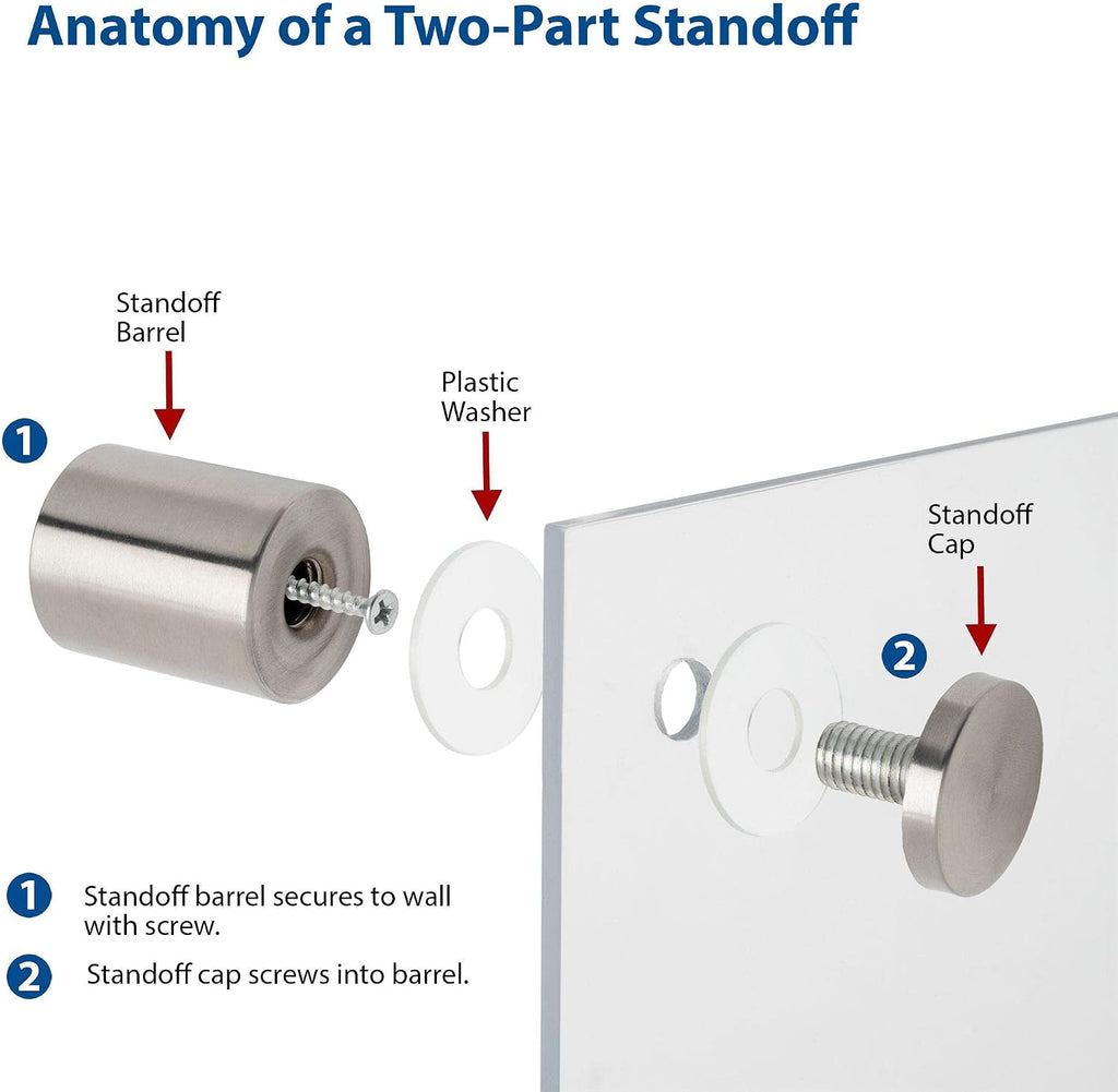 Sign Standoff 1' Diameter x 1-1/2' Barrel Length Copper Aluminum Eco Series Easy Fasten Standoff Pack of 20 by Outwater