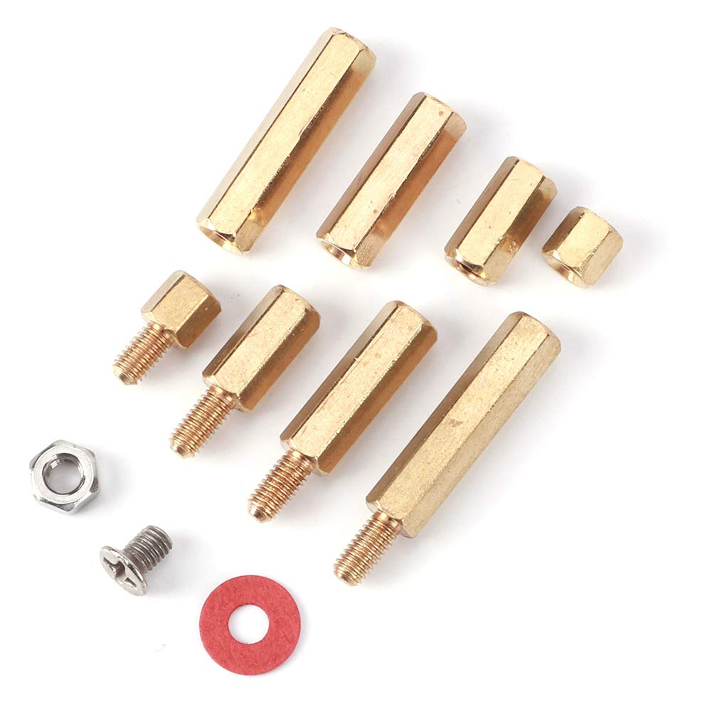 M3 Brass Standoffs Screws Washers Nut Assortment Kit Durable Hex Spacer Set for Circuit Board Assembly and Computer Connectors Hardware Accessories 140PCS