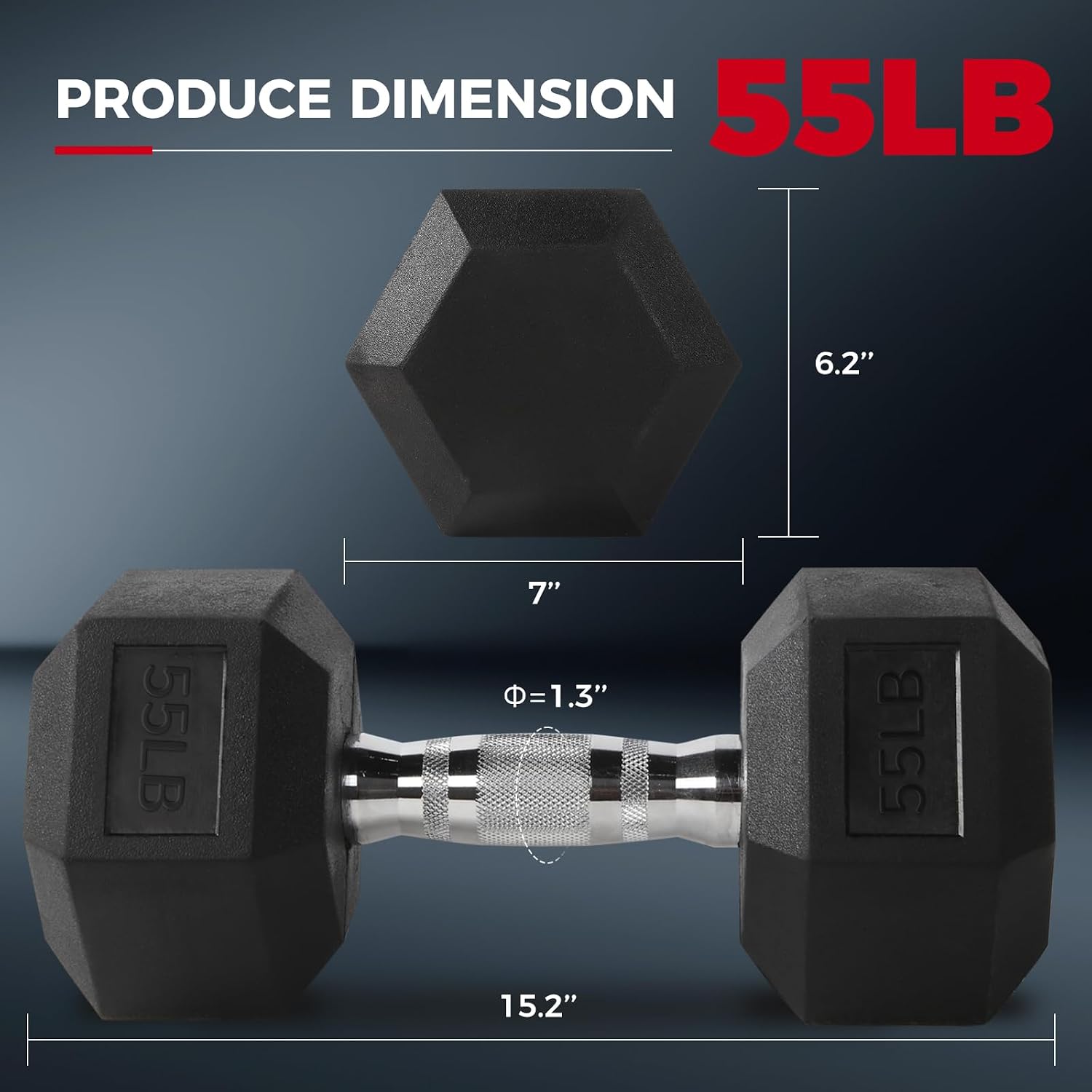 RitFit Rubber Coated Hex Dumbbell Set with Rack, 5-780LB for Home Gym Strength Training, Anti-Slip Knurled Handle, Hexagon Anti-Roll, Heavy-Duty Storage Rack
