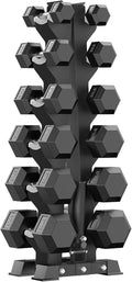 PAPABABE Hex Dumbbell Set with Rack, 85-560lb Rubber Encased Dumbbell Free Weights Dumbbells Set with Storage Rack, Hand Weights Set for Strength Training