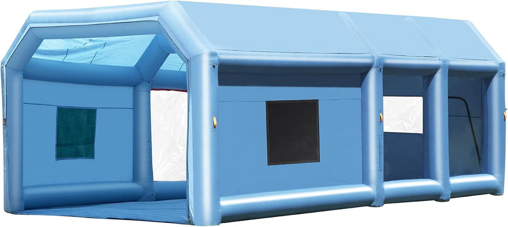 VEVOR Inflatable Paint Booth, 26.2 x 14.8 x 9.8 ft Inflatable Spray Booth, Portable Car Paint Booth for Small Truck, with 950W+750W Powerful Blowers and Air Filter System, Large Motorcycle, Midsize SU