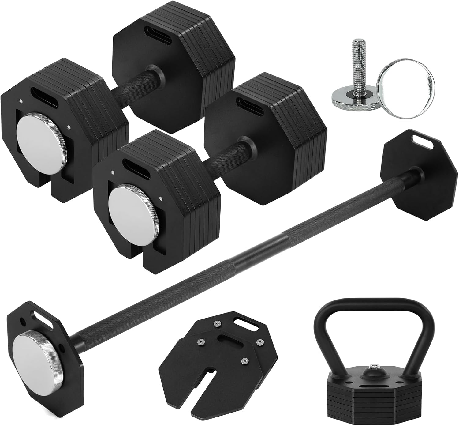 Adjustable Dumbbell Sets 50/80/90LBSX2 Durable Steel Build, Free Weights Dumbbells Set with Barbell/Kettlebell Handle with Srew Sets 3-in-1 Multifunctional Dumbbell Fitness Exercises for Home Gym Suitable Men/Women 50/80/90LBX2