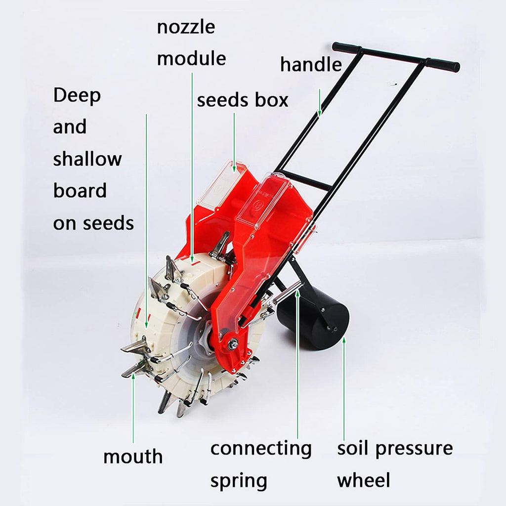 Hand-Push Seeder, Manual Roller Seed Spreader with 8 Seed Plates, Corn Soybean Seed Planter Fertilizer Machine for Lawn & Garden Planting,5 Mouths (7 Mouths