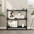 Black Engineered Wood Bookcase, 3-Tier Adjustable Shelves for Living Room, Sturdy Metal Frame Display Storage Unit with Matte Finish, 31.5' Wide