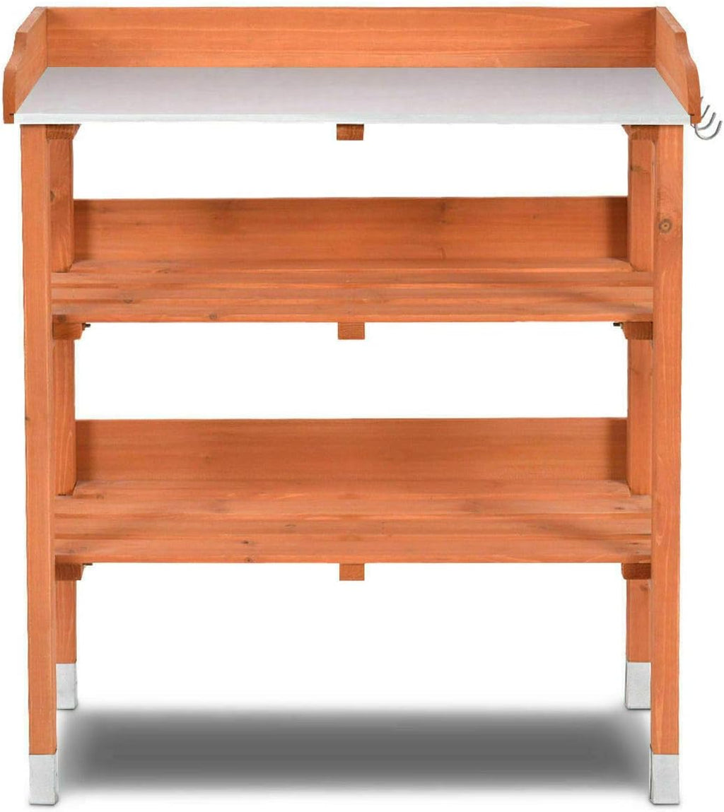 Multi-Function Desk Work Station Potting Bench Table Tool Shelf Storage Room Garage, Indoor Outdoor Garden Wooden Recessed Deck Potting Patio Balcony