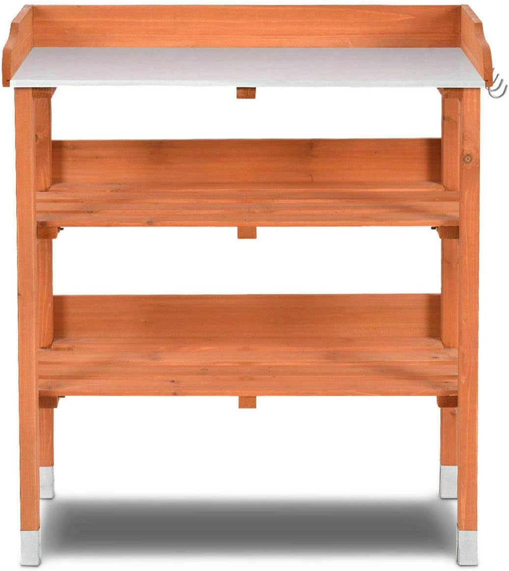 Multi-Function Desk Work Station Potting Bench Table Tool Shelf Storage Room Garage, Indoor Outdoor Garden Wooden Recessed Deck Potting Patio Balcony