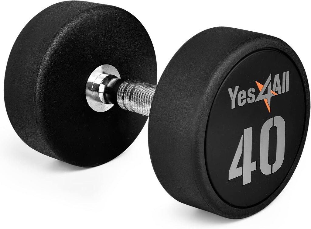 Yes4All Urethane Dumbbell with Anti-Slip Knurled Handle 5-50 LB for Muscle Building - Sold Individually