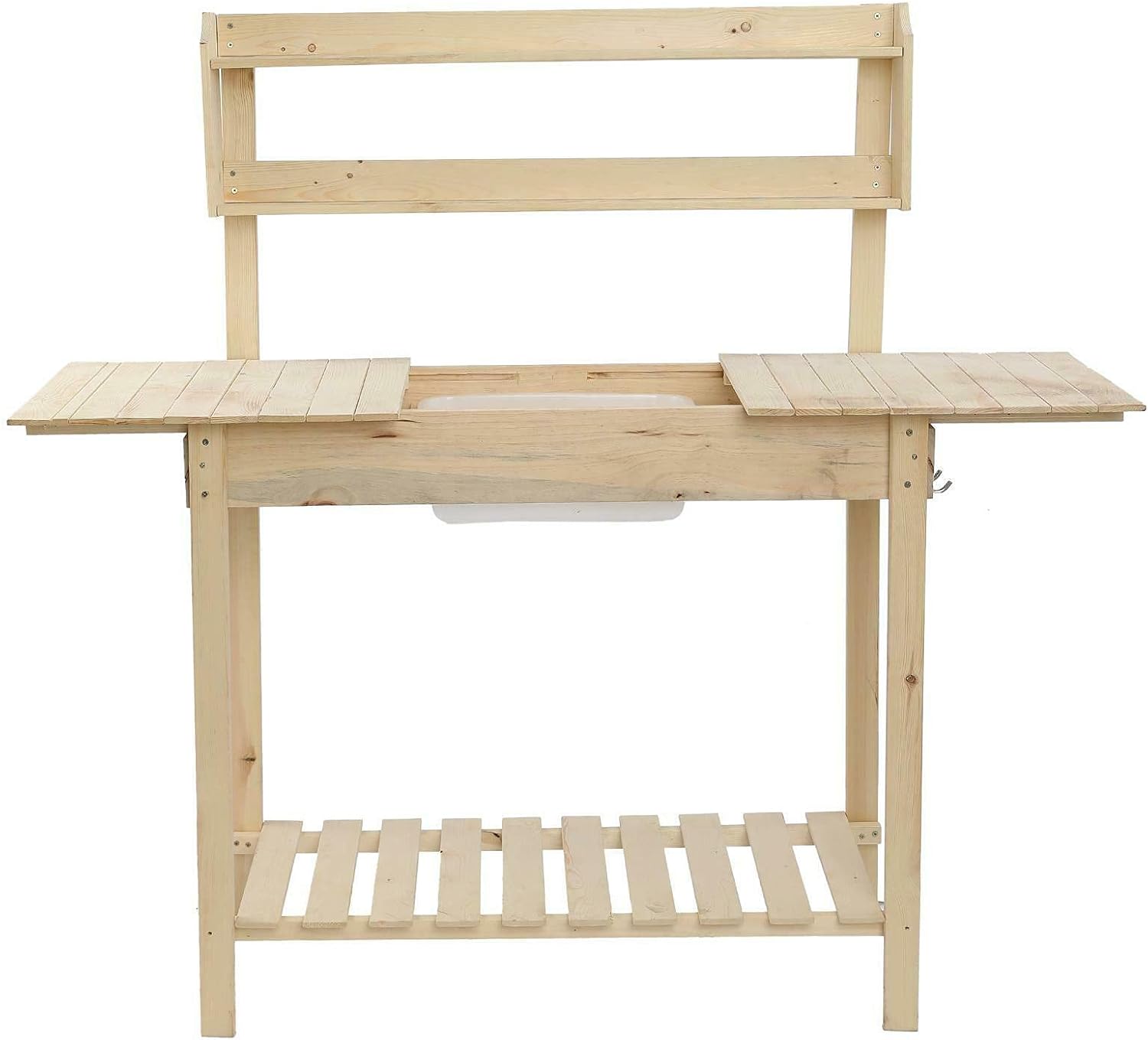 Garden Potting Bench Table w/Sliding Tabletop Workstation w/Removable Sink Outside Patio Furniture Gardening Bench Gardening Table Curved Bench Small Porch Bench