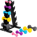 BalanceFrom Neoprene Coated Iron Dumbbell Hex Weights Set with Stand – Color-Coded or Black Options with Non-Slip Grip for Strength Training, Resistance Workouts, and Home Gym Fitness