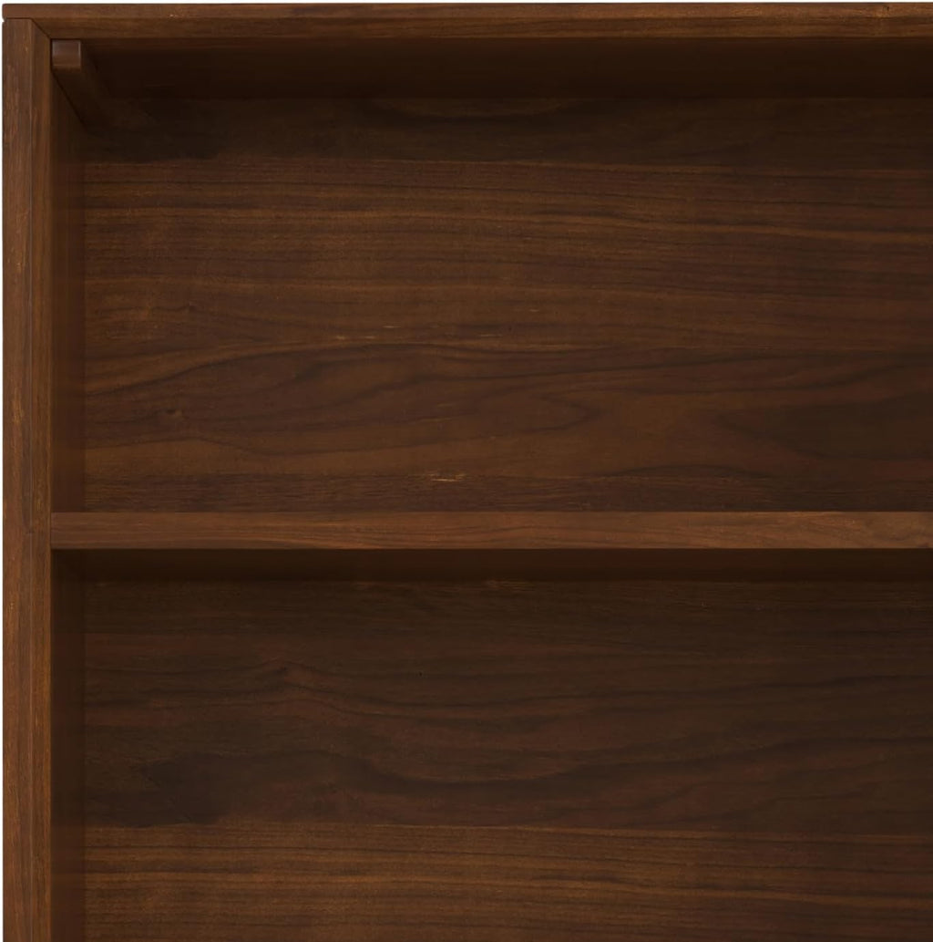 SIMPLIHOME Banting Bookcase - 66 inch Tall Solid Walnut Veneer and Metal Bookshelf, Industrial Storage for Living Room, Study Room or Office with Open Shelves and Metal Frame