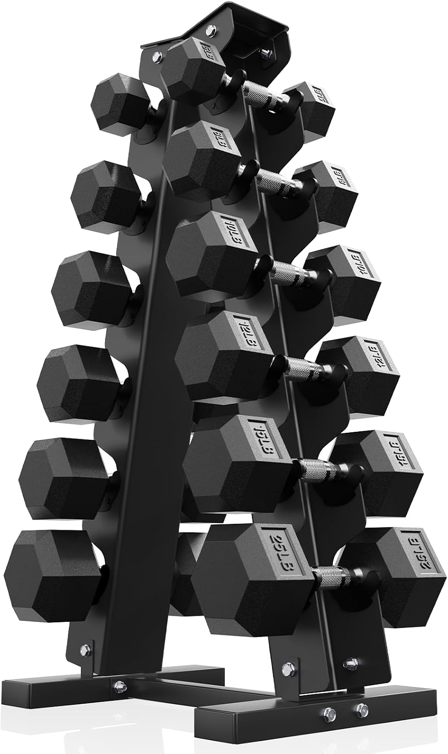 PAPABABE Hex Dumbbell Set with Rack, 85-560lb Rubber Encased Dumbbell Free Weights Dumbbells Set with Storage Rack, Hand Weights Set for Strength Training