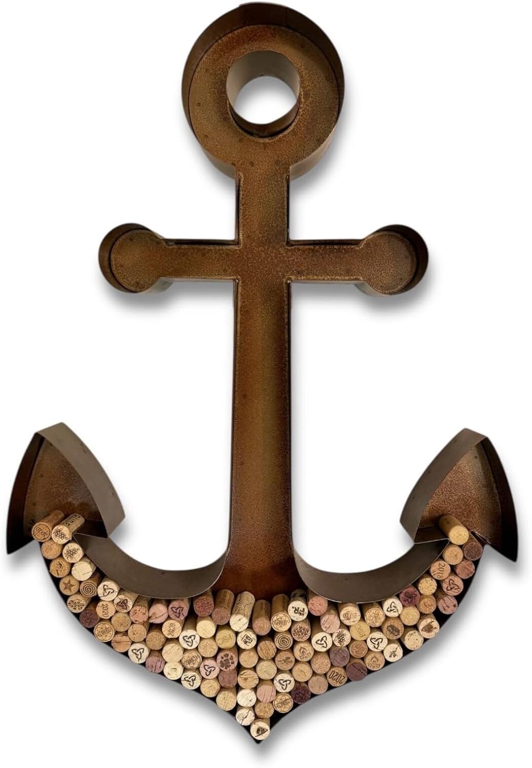 NEONSİGN Anchor Wine Cork Holder Sign Wall Decor – Nautical Metal Wall Art for Kitchen, Bar, or Dining Room (Black, 18x13 inches)