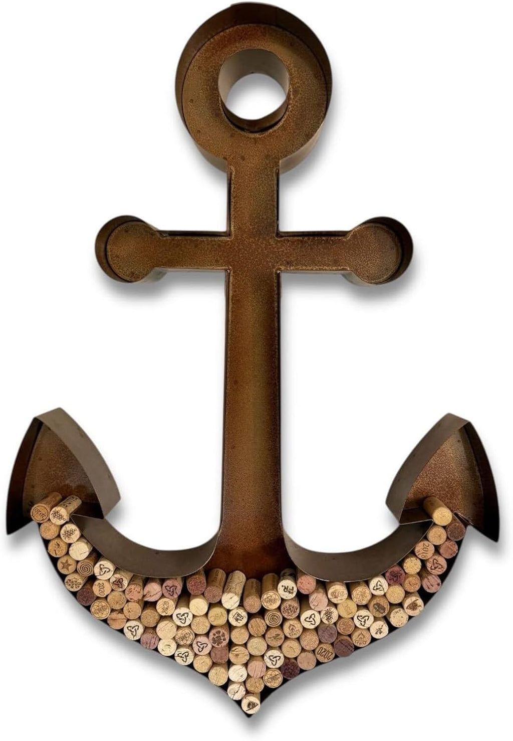 NEONSİGN Anchor Wine Cork Holder Sign Wall Decor – Nautical Metal Wall Art for Kitchen, Bar, or Dining Room (Brown, 18x13 inches)