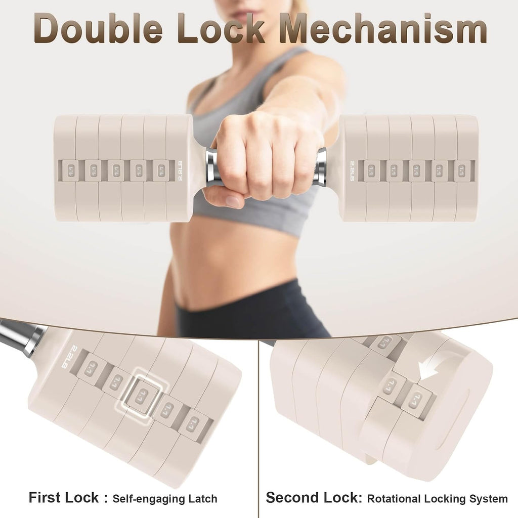 Hezeyferg 30.8LB Adjustable Dumbbell Set, Each Adjustable Weight Dumbbell with 6 Levels 4.4/6.6/8.8/11/13.2/15.4lb, Hand Weights Set for Men/Women Home Gym Exercise Workout