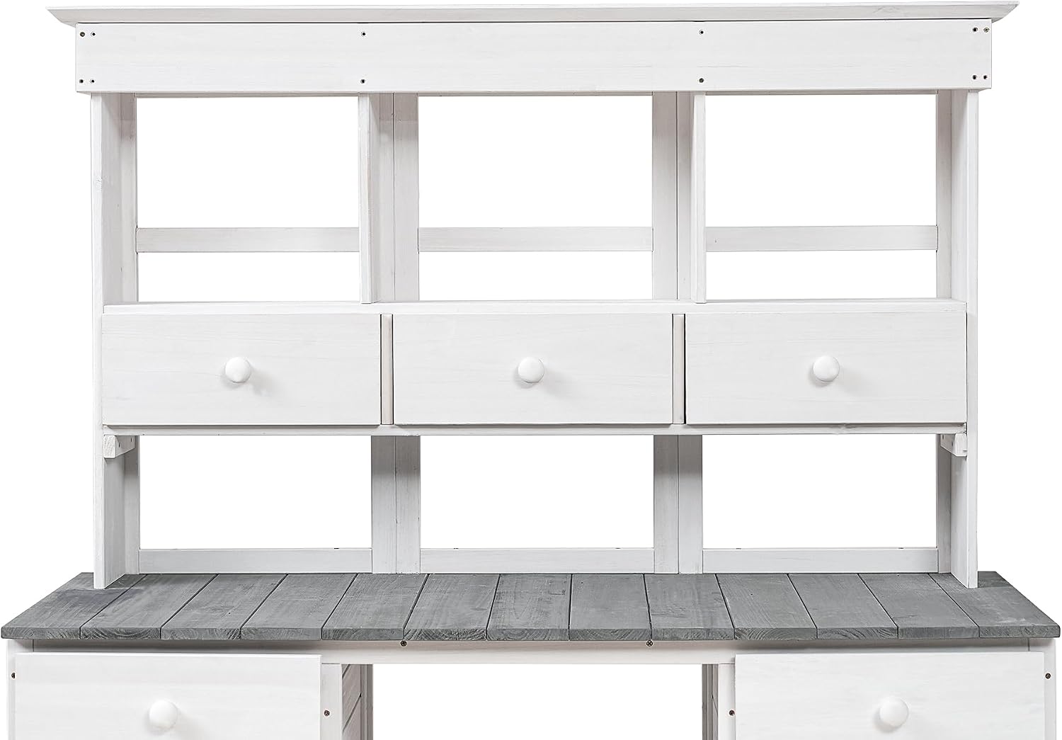 Rustic Design Garden Potting Bench Table with 3 Tiers Shelf and Ample Drawers, Large Gardening Workstation with Fir Wood Frame for Outdoor Space