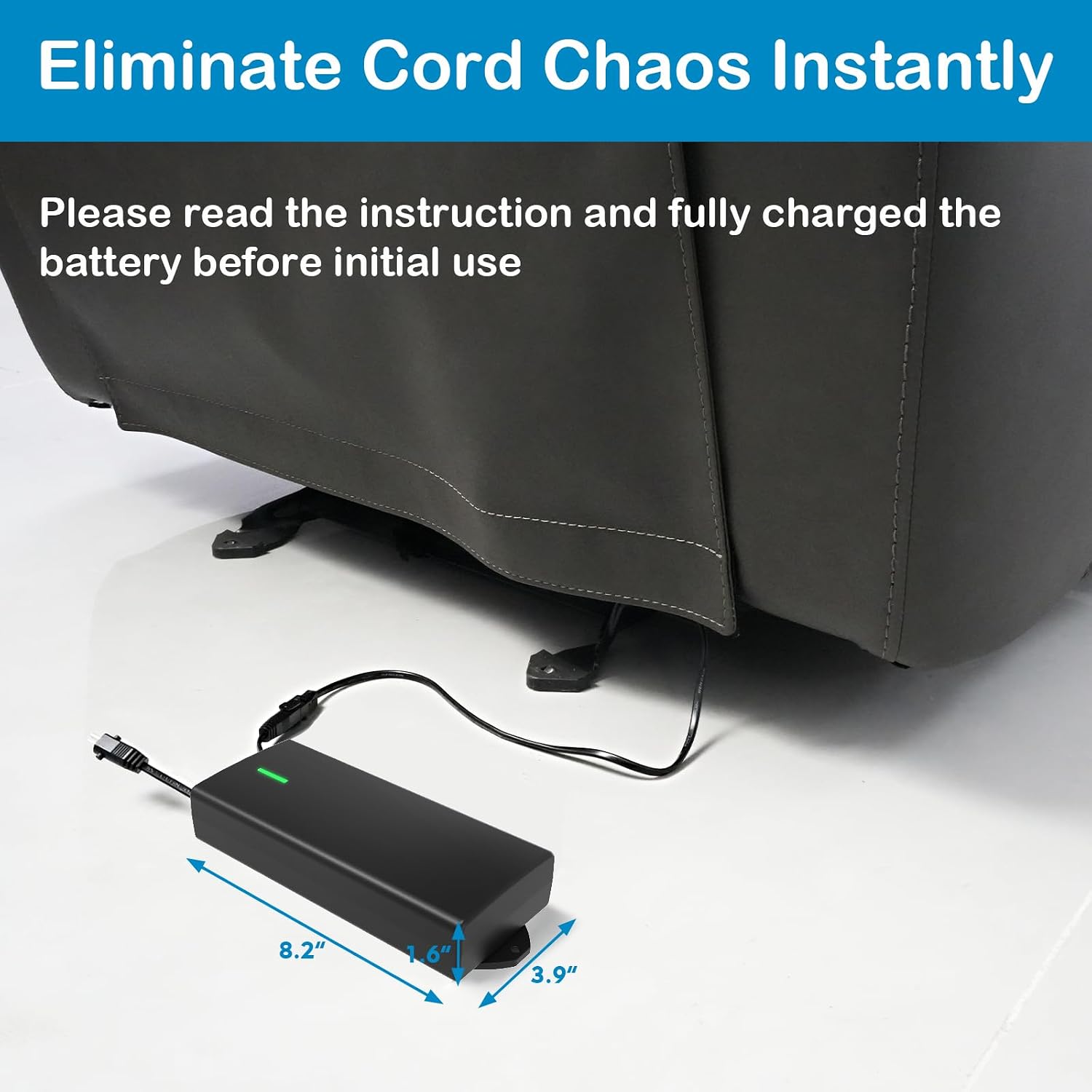 Universal Battery Pack for Reclining Furniture, 6000mAh Wireless Couch Battery Pack Rechargeable for Power Recliner, Power Sofa, Sectional