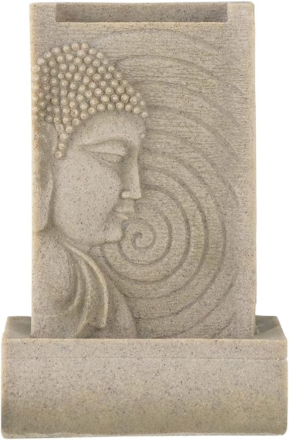 Small Water Fountain Indoor, 14' Buddha Water Fountain with LED Light and Circular Water Flow for Good Luck for Indoor Home Office Tabletop and Outdoor Decor