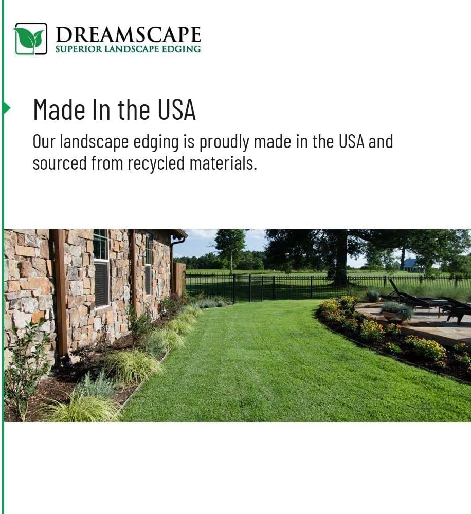 Dreamscape SlideEdge Aluminum Landscape Edging - 15 Strips, 7'10'ft Each (117.5ft Total), Black Paint - Professional Quality Landscaping Border, Metal Divider for Lawn, Garden, Flowerbed