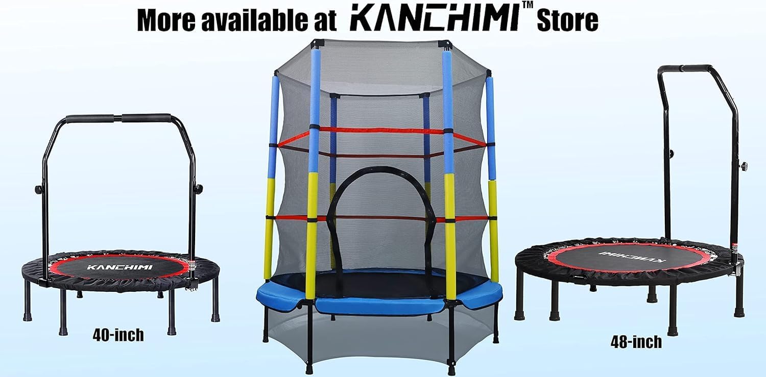Kanchimi 40' 48' Folding Mini Fitness Indoor Exercise Workout Rebounder Trampoline with Handle, Max Load 330lbs