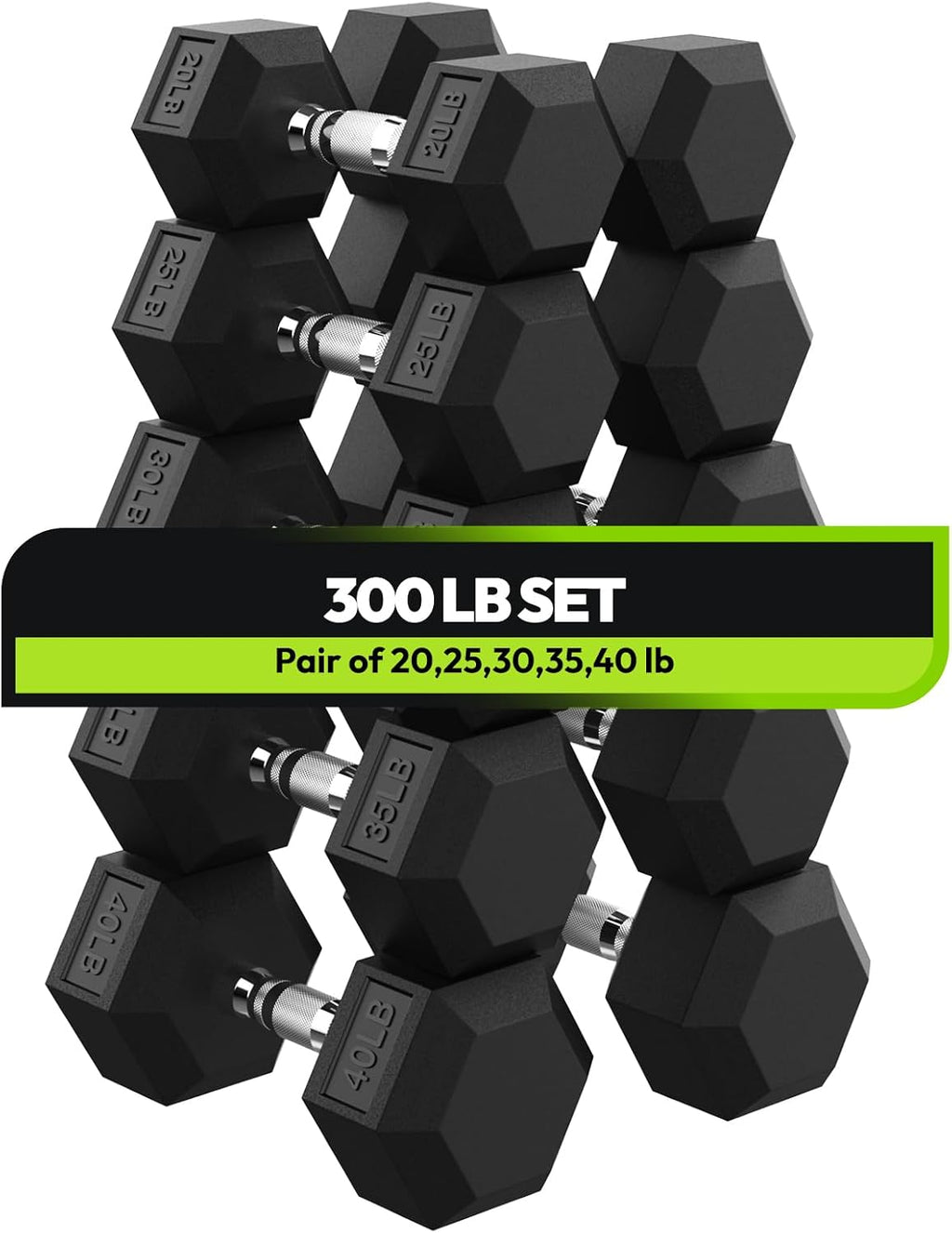 HANDBODE Hex Dumbbell 45-640 lb Set, Rubber Encased Exercise & Fitness Dumbbells for Home Gym, Hand Weights for Strength Training